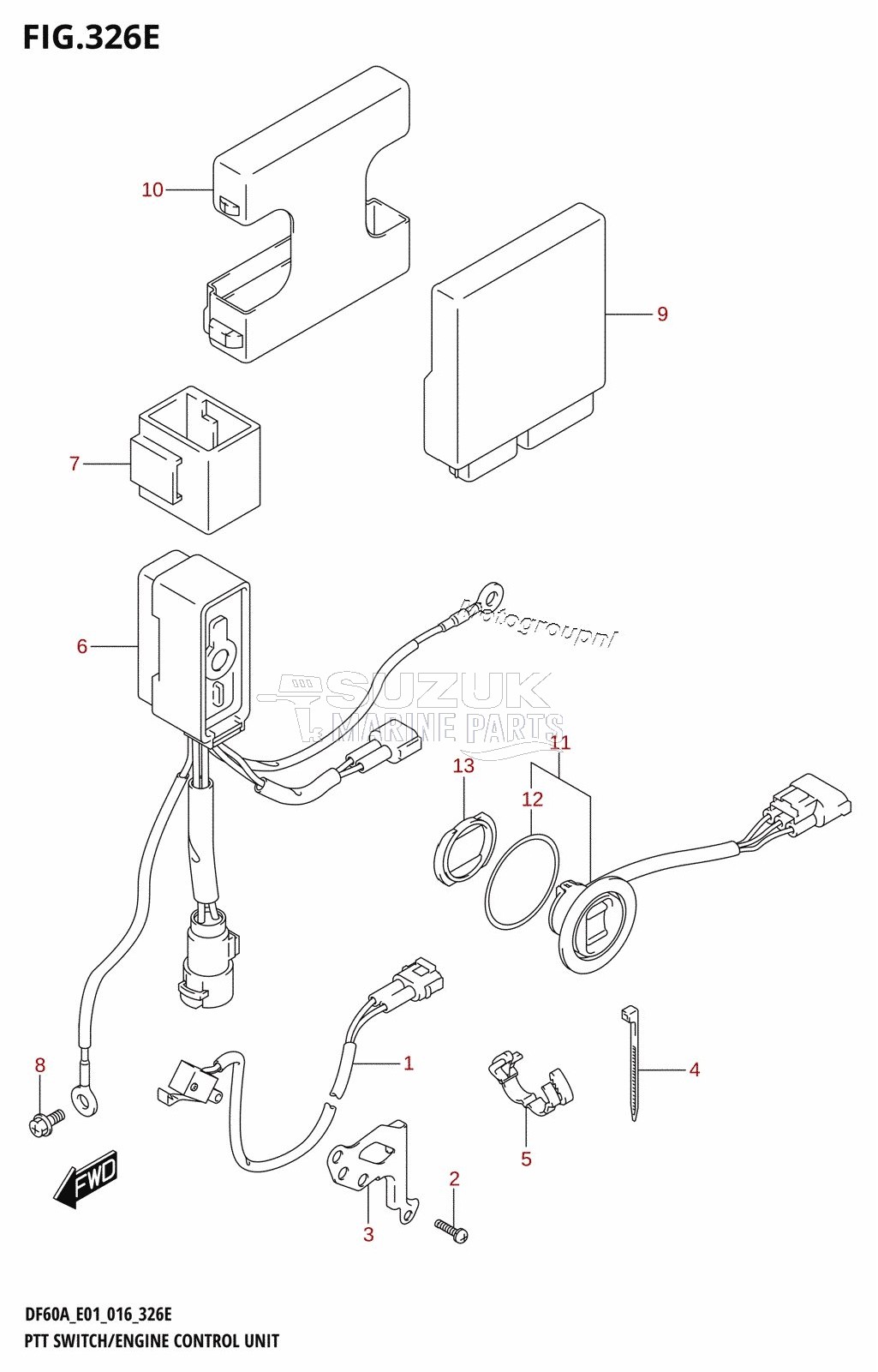 PTT SWITCH /​ ENGINE CONTROL UNIT (DF50A:E01)