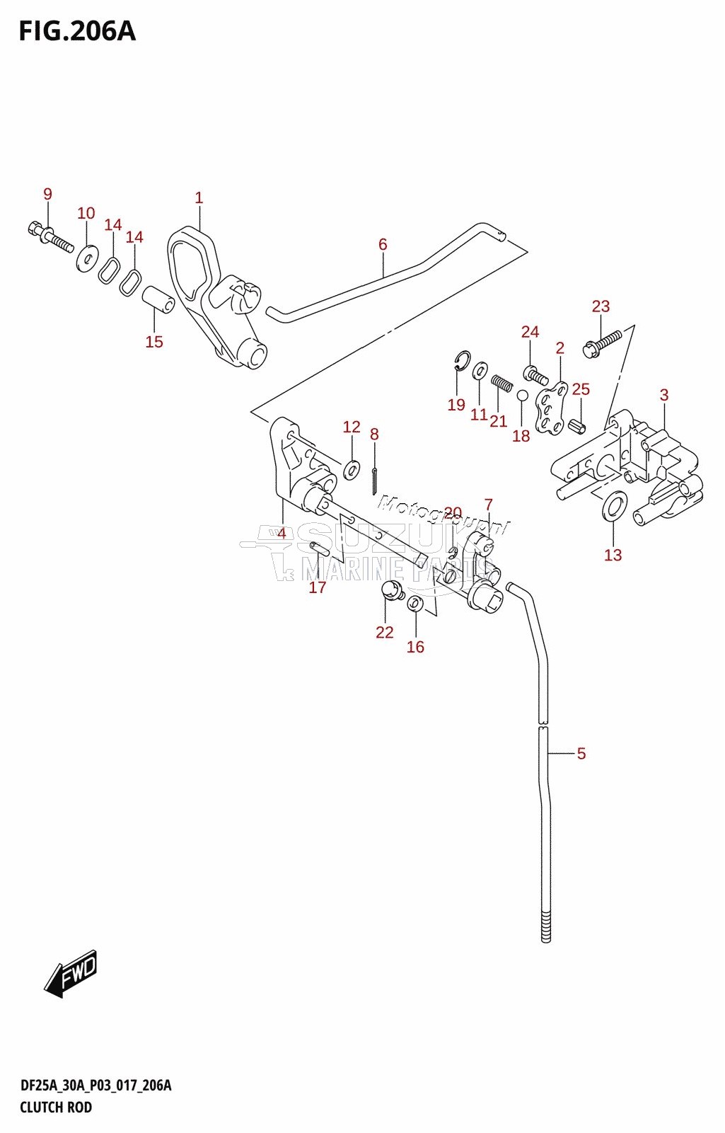 CLUTCH ROD (DF25A:P03)