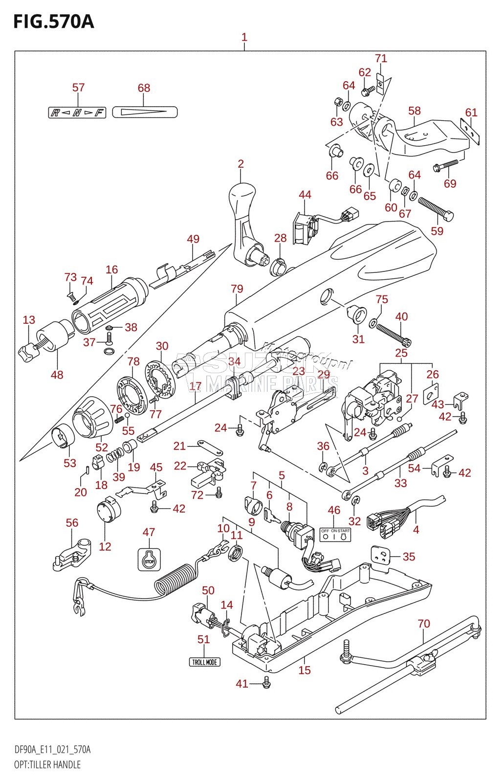 OPT:TILLER HANDLE (DF70A,DF80A,DF90A,DF100B)