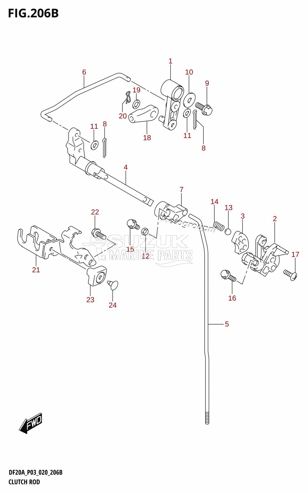 CLUTCH ROD (DF9.9BT,DF20AT)