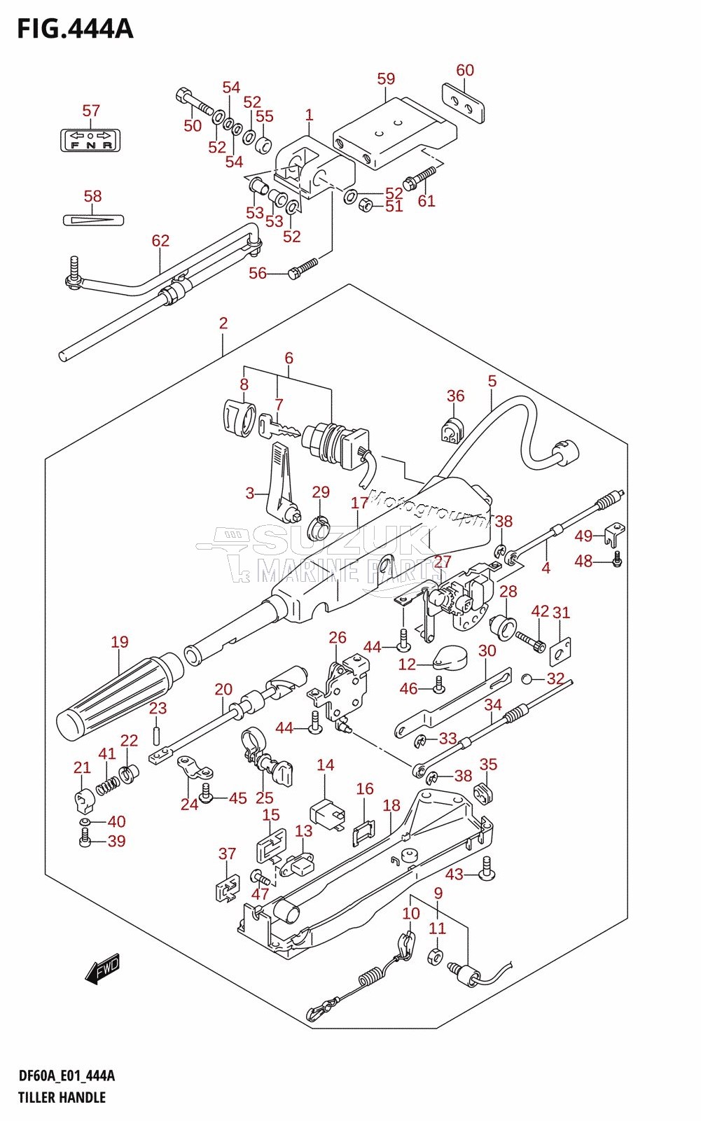 TILLER HANDLE (DF40AQH,DF50ATH,DF60ATH,DF60AWTH,DF60AQH,DF60AWQH)