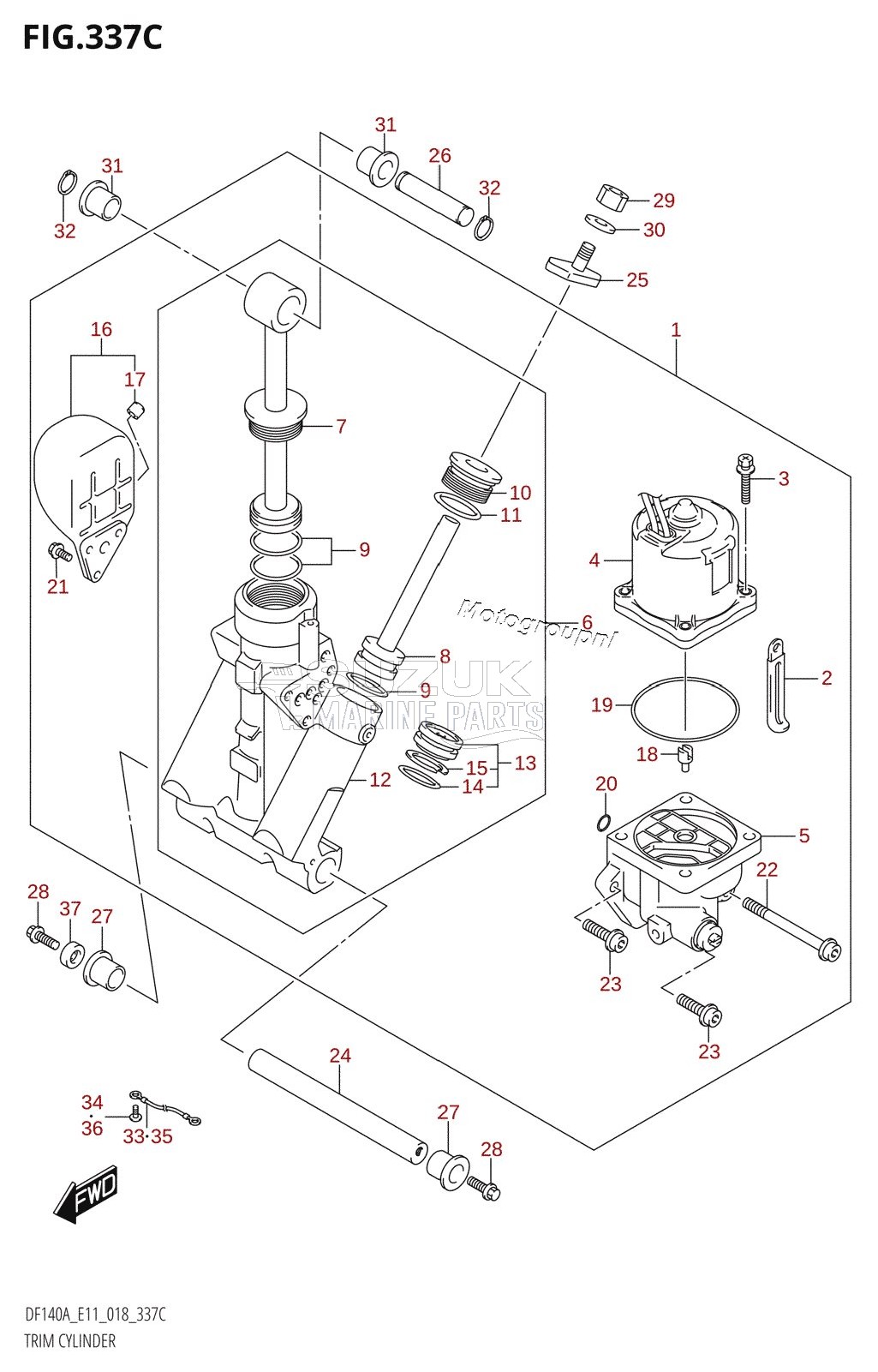 TRIM CYLINDER (DF140AT:E11,DF140AZ:E11,DF115AST)