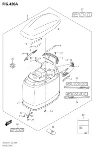 25003F-040001 (2020) 250hp E01 E03 E40-Gen. Export 1 - USA (DF250T  DF250T) DF250 drawing ENGINE COVER ((DF200T,DF200Z):020)