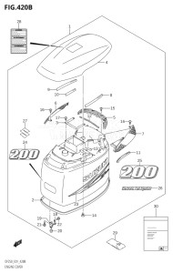 20001F-421001 (2004) 200hp E01-Gen. Export 1 (DF200TK4) DF200 drawing ENGINE COVER ((DF200T,DF200Z,DF200WT,DF200WZ):(K10,011))