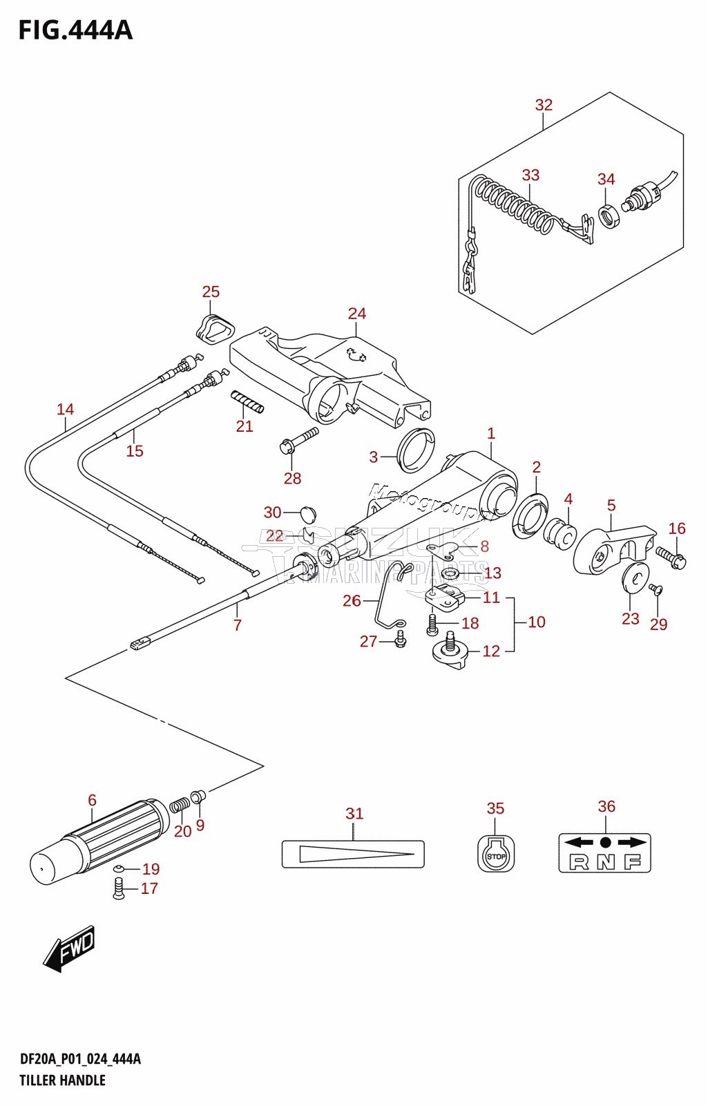 TILLER HANDLE (DF9.9B,DF15A,DF20A:P01,DF20ATH)