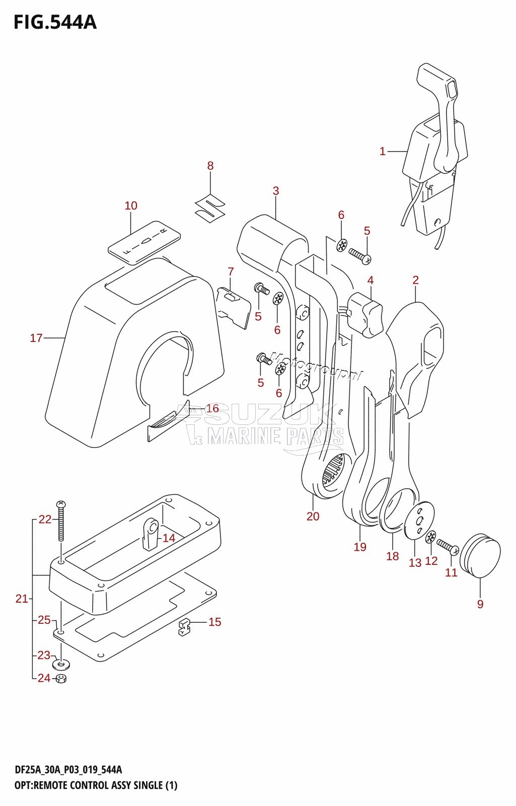 OPT:REMOTE CONTROL ASSY SINGLE (1) (DF25AT,DF30AT)