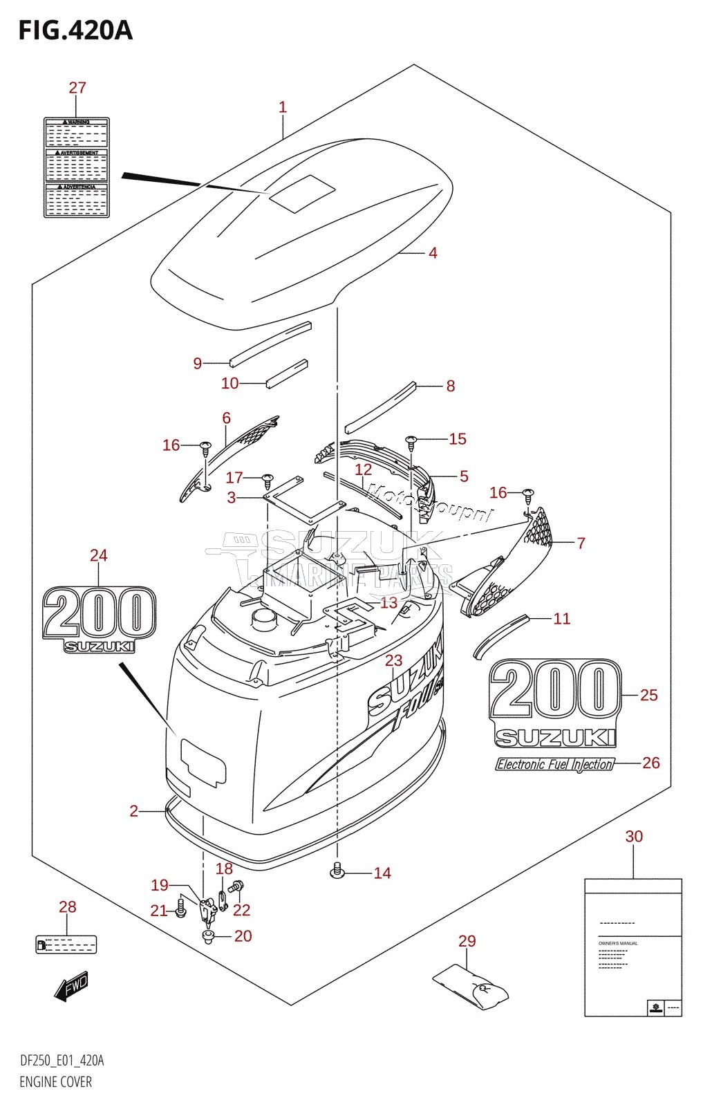 ENGINE COVER ((DF200T,DF200Z):(K4,K5,K6,K7,K8,K9))