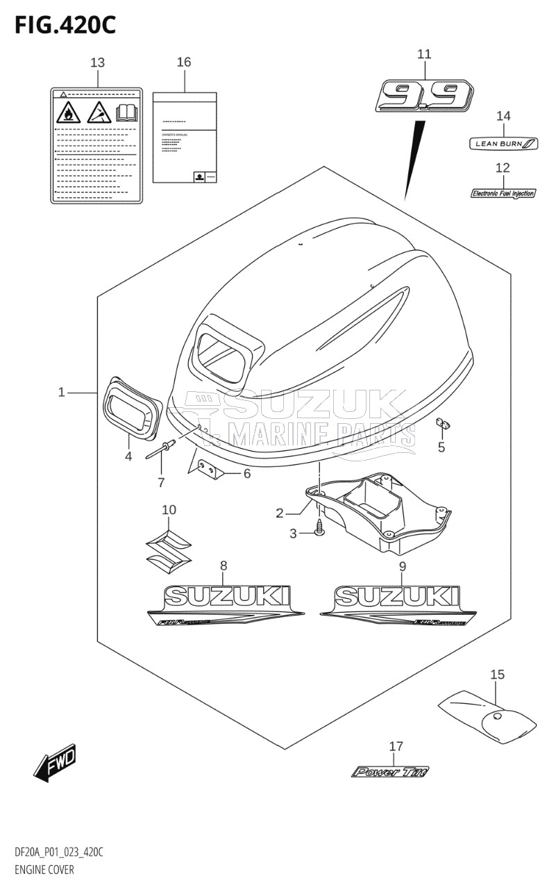 ENGINE COVER ((DF9.9B,DF9.9BR,DF9.9BT):021)