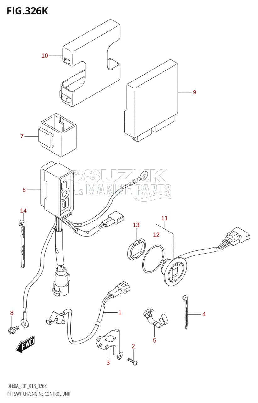 PTT SWITCH / ENGINE CONTROL UNIT (DF60AVT:E01,DF60AVTH:E01)