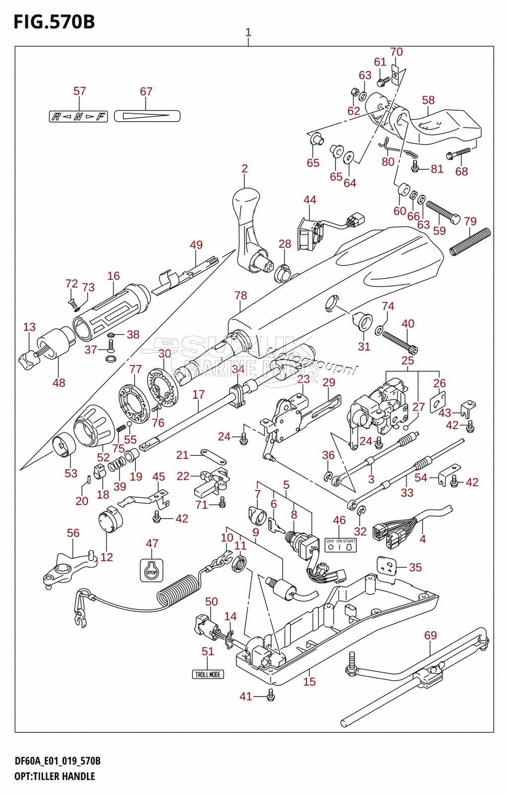 OPT:TILLER HANDLE (DF40AST,DF60A,DF50AVT,DF60AVT)