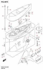 DF200T From 20002F-440001 (E01 - E40)  2024 drawing GEAR CASE (DF200Z)