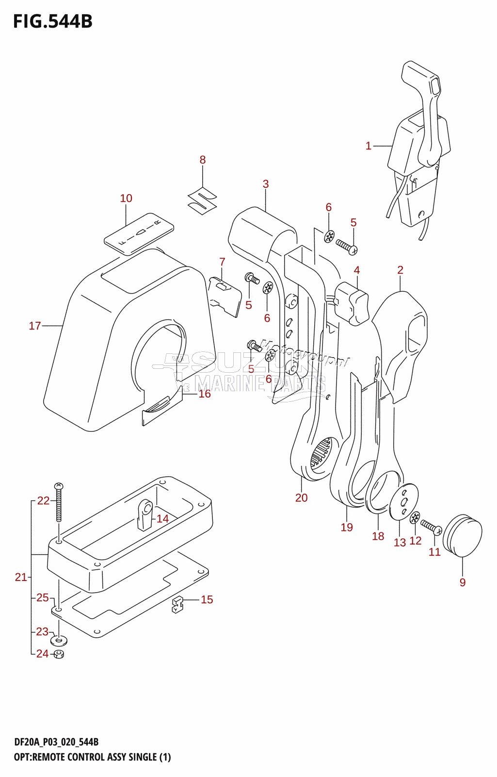 OPT:REMOTE CONTROL ASSY SINGLE (1) (DF20A,DF20AT)