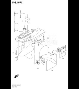 08002F-240001 (2022) 80hp E01 E40-Gen. Export 1 - Costa Rica (DF80AT  DF80AT) DF80A drawing GEAR CASE ((DF70ATH,DF90ATH):E01:020)