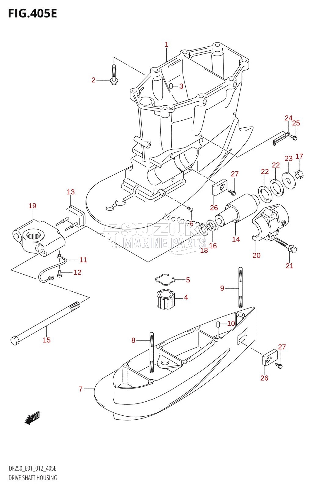 DRIVE SHAFT HOUSING (DF225T:E01:(X-TRANSOM,XX-TRANSOM))