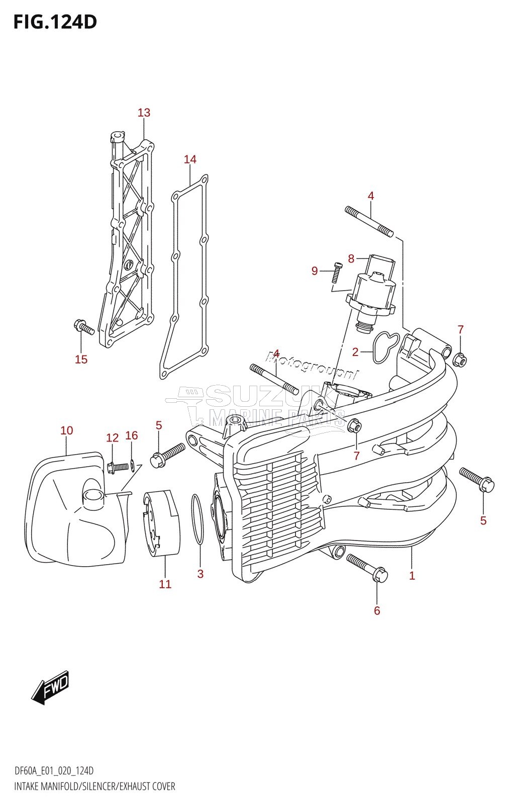 INTAKE MANIFOLD /​ SILENCER /​ EXHAUST COVER (DF50AVTH)