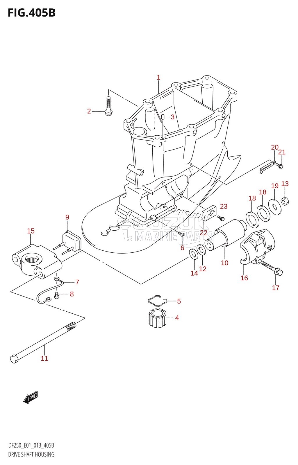 DRIVE SHAFT HOUSING (DF200T:E40:X-TRANSOM)