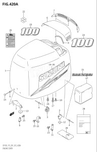 10002F-210001 (2012) 100hp E01 E40-Gen. Export 1 - Costa Rica (DF100T) DF100 drawing ENGINE COVER (DF100T:E01)