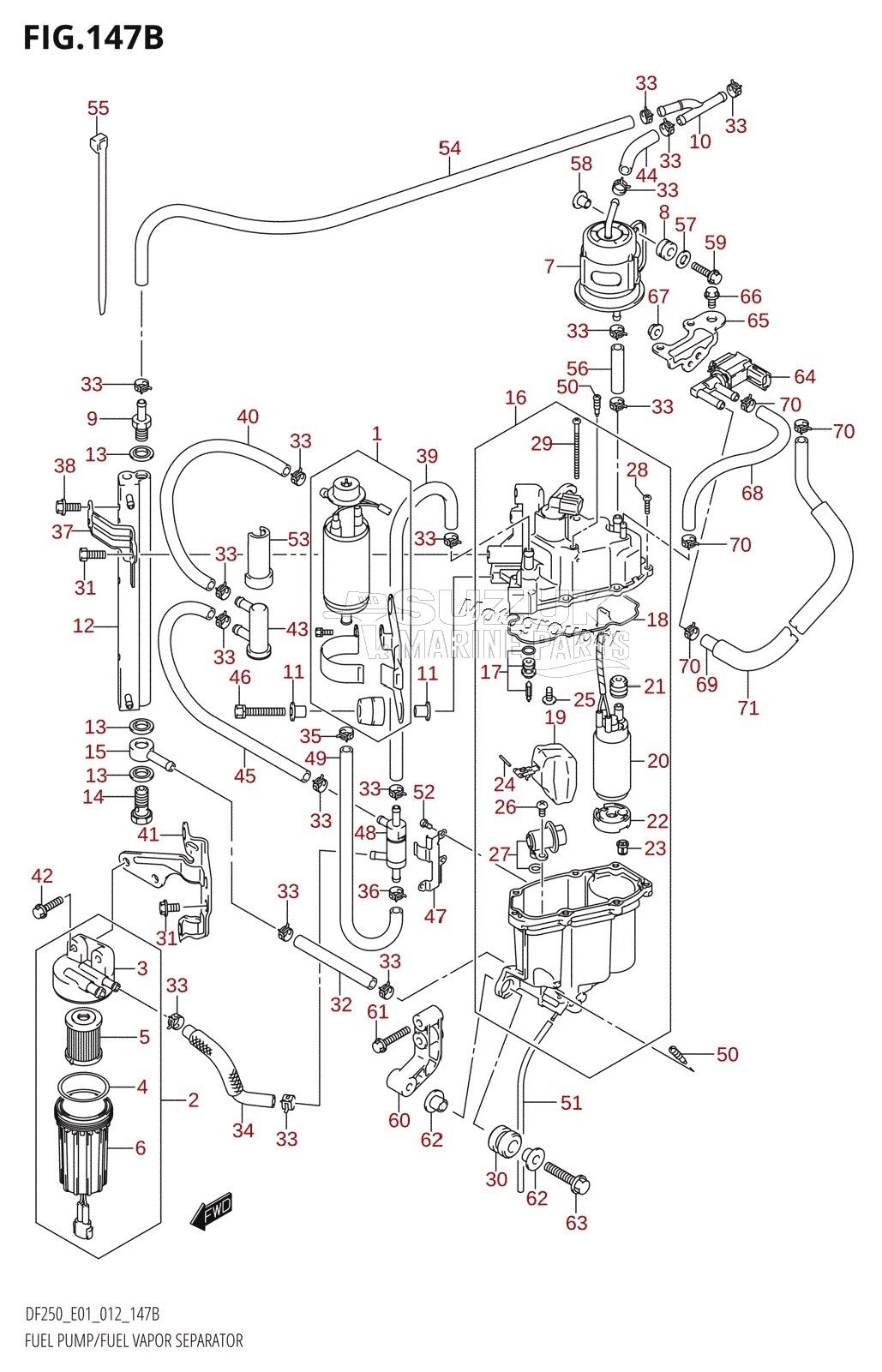 FUEL PUMP /​ FUEL VAPOR SEPARATOR (DF200T:E40)