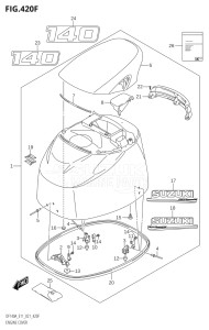 14003Z-040001 (2020) 140hp E11 E40-Gen. Export 1-and 2 (DF140AZ) DF140A drawing ENGINE COVER ((DF140AT,DF140AZ):020)