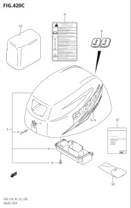 00801F-210001 (2012) 8hp P01-Gen. Export 1 (DF8A  DF8AR) DF8A drawing ENGINE COVER (DF9.9A:P01)