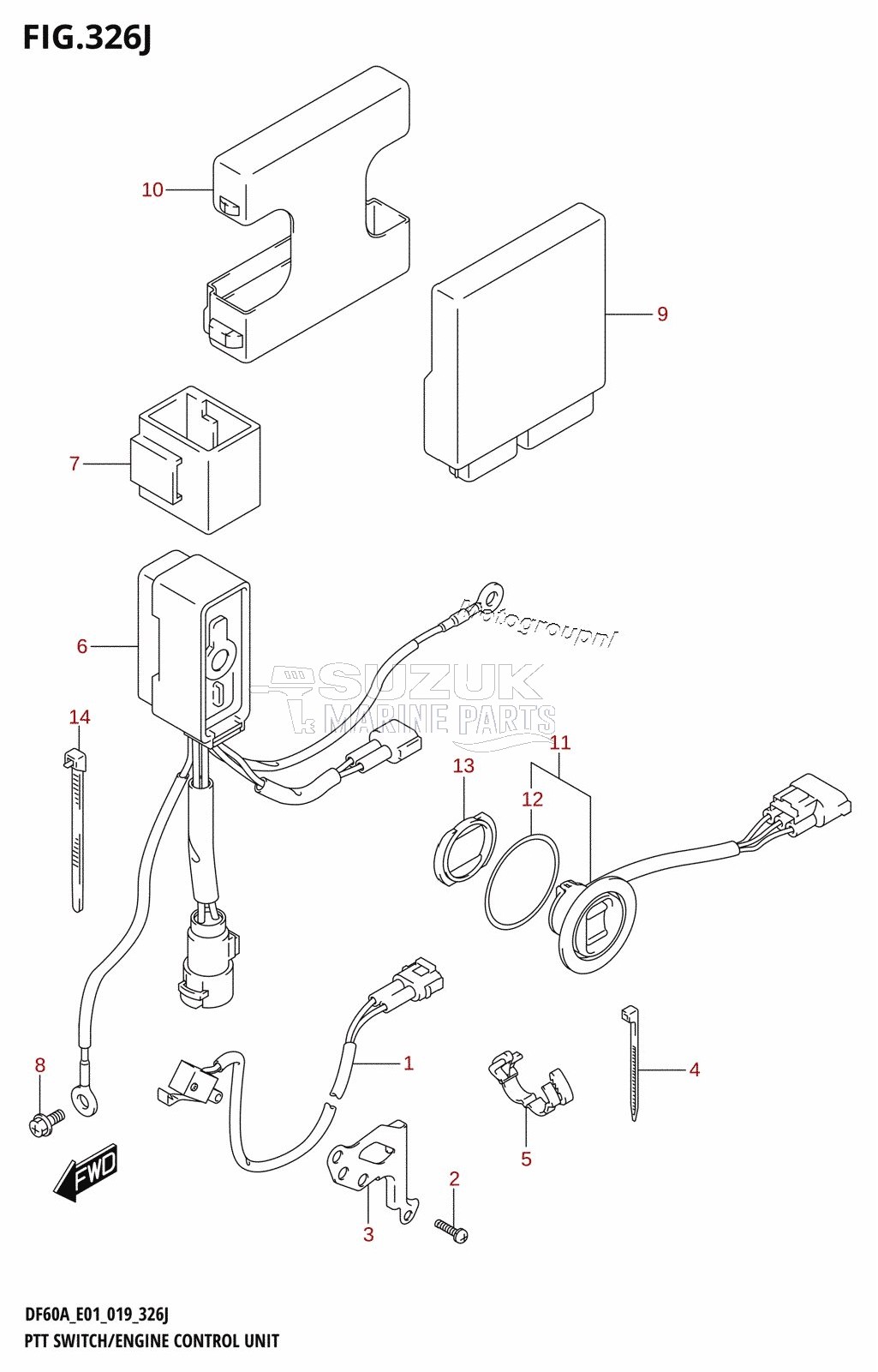 PTT SWITCH /​ ENGINE CONTROL UNIT (DF50AVT:E01,DF50AVTH:E01)