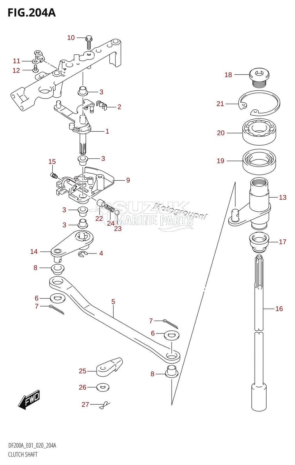 CLUTCH SHAFT (DF200AT,DF175AT,DF175AZ,DF150AT,DF150AZ)