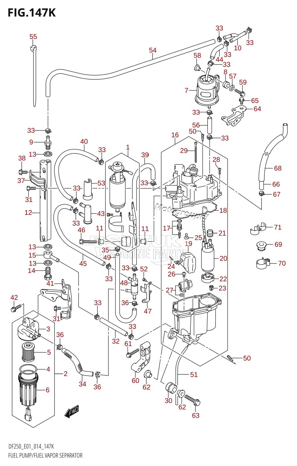 FUEL PUMP /​ FUEL VAPOR SEPARATOR (DF250T:E40)