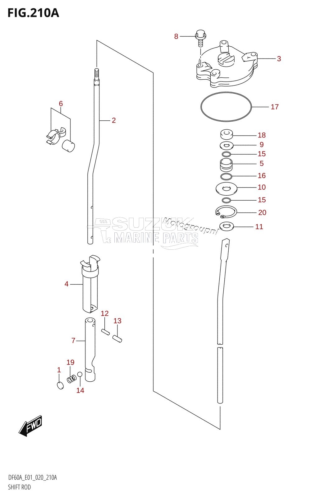 SHIFT ROD (DF50AVTH,DF40ASVT)