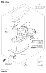 DF250 From 25003F-340001 (E11 E40)  2023 drawing ENGINE COVER ((DF200T,DF200Z):020)