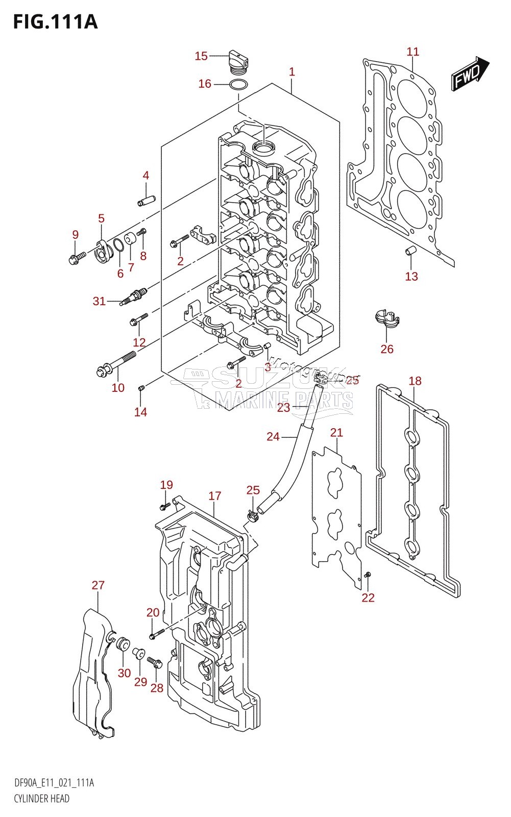 CYLINDER HEAD ((DF70A,DF70ATH,DF80A,DF90A,DF90ATH):020)