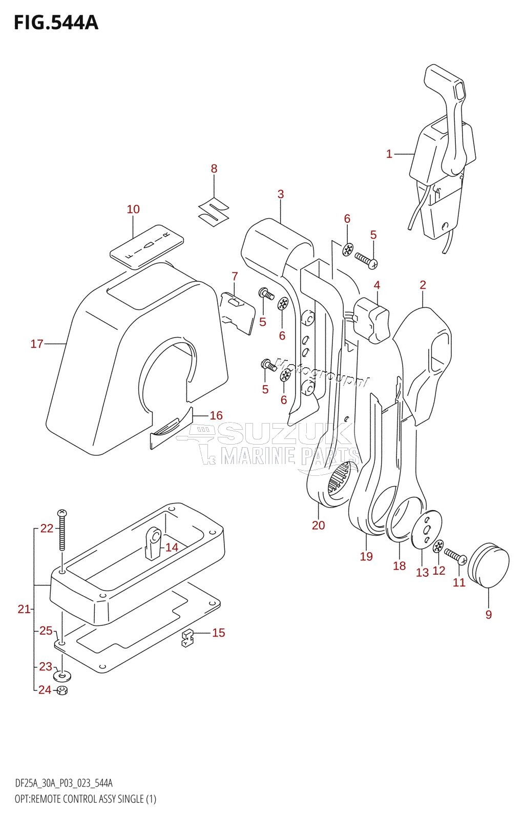 OPT:REMOTE CONTROL ASSY SINGLE (1) (DF25AT,(DF25ATH,DF30ATH):(022,023),DF30AT)