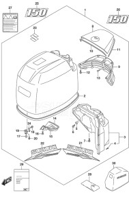 Outboard DF 150 drawing Engine Cover (White)