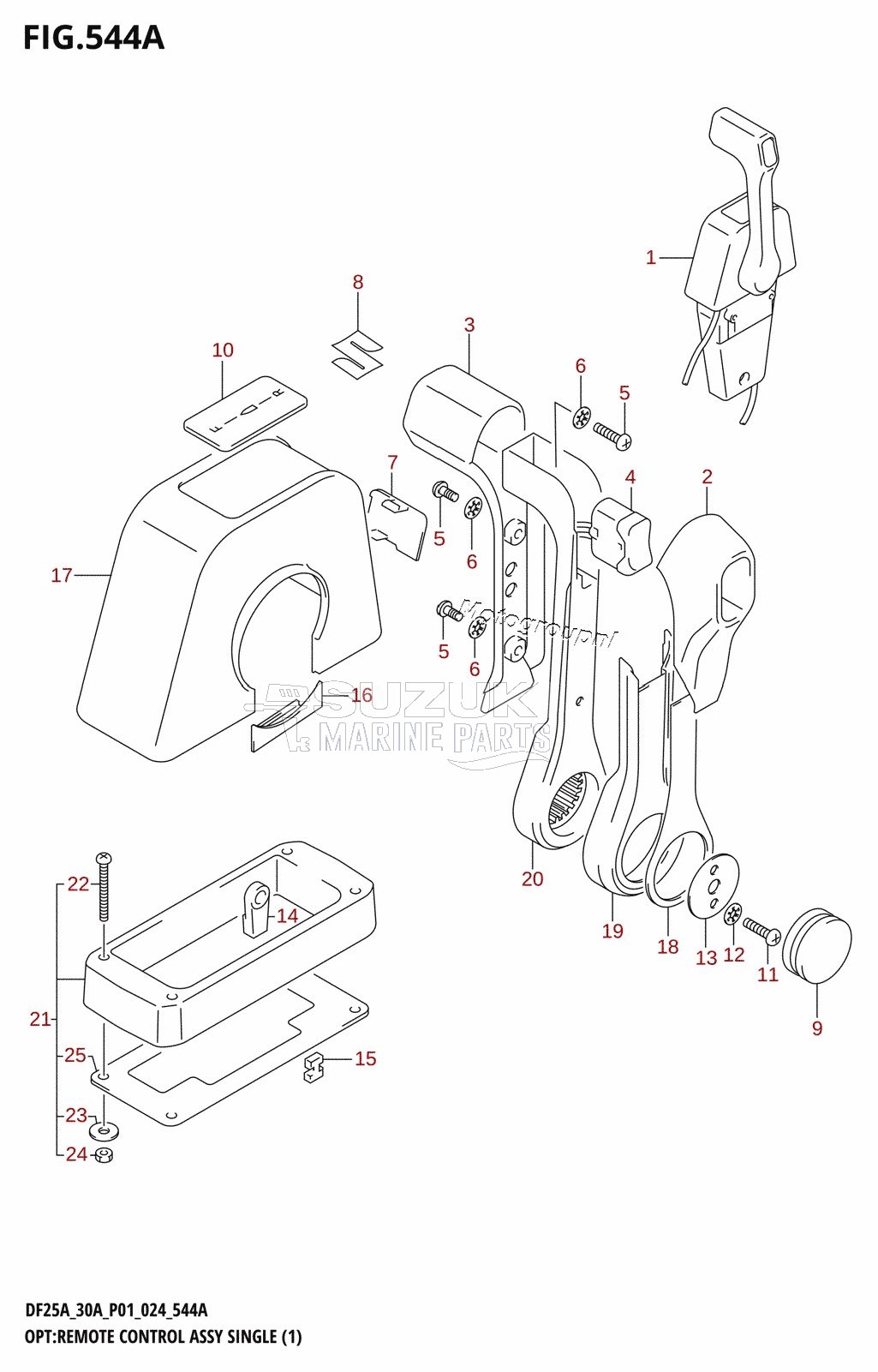 OPT:REMOTE CONTROL ASSY SINGLE (1) (DF25AT,DF30AR,DF30AT,DF30ATH)