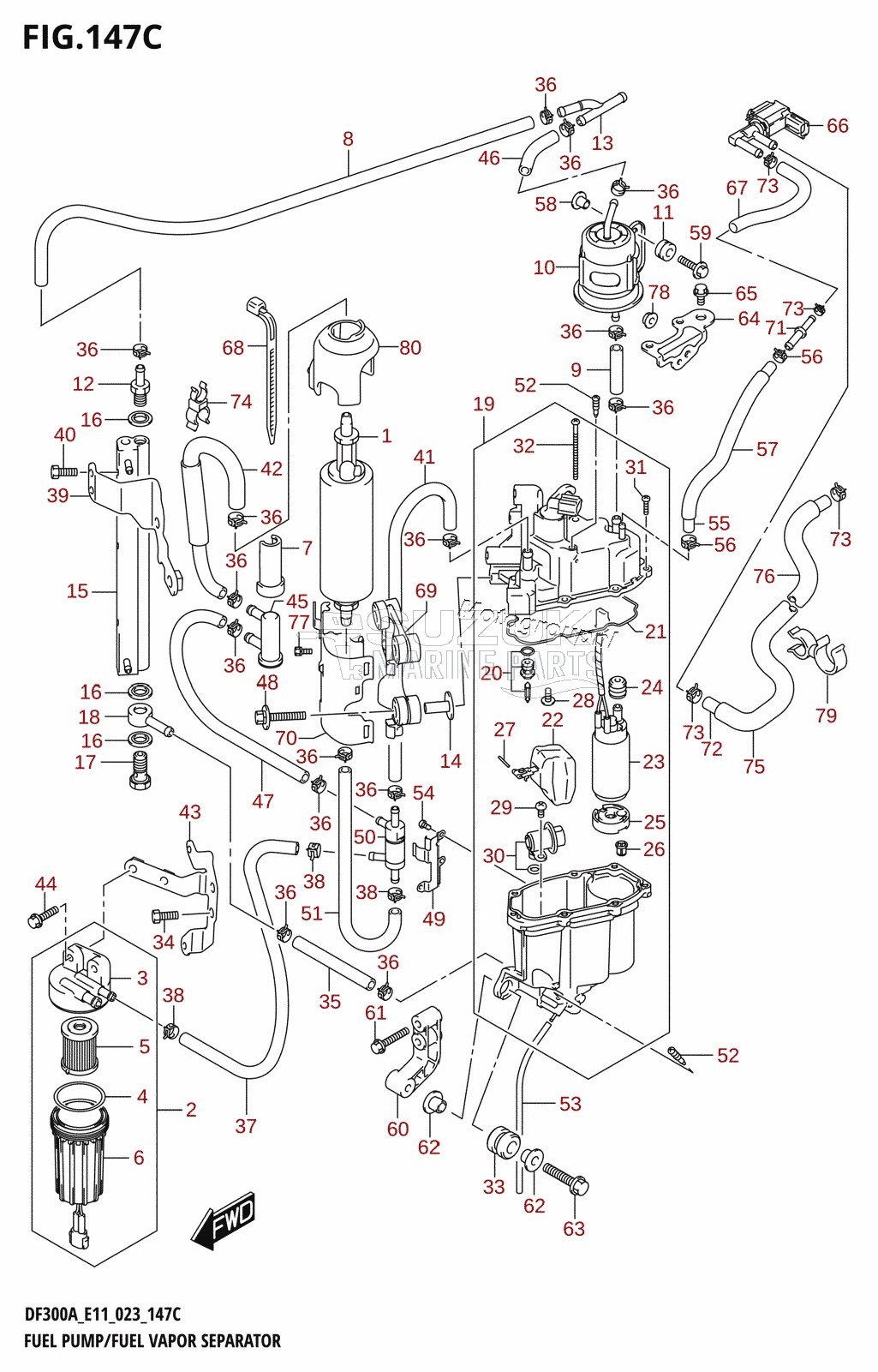 FUEL PUMP /​ FUEL VAPOR SEPARATOR ((022,023):(DF300A,DF250A):(E01,E03,E11))