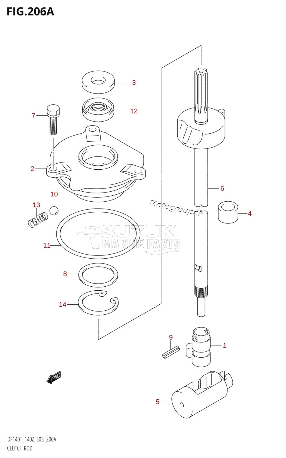 CLUTCH ROD (DF140T:(K2,K3,K4,K5,K6))