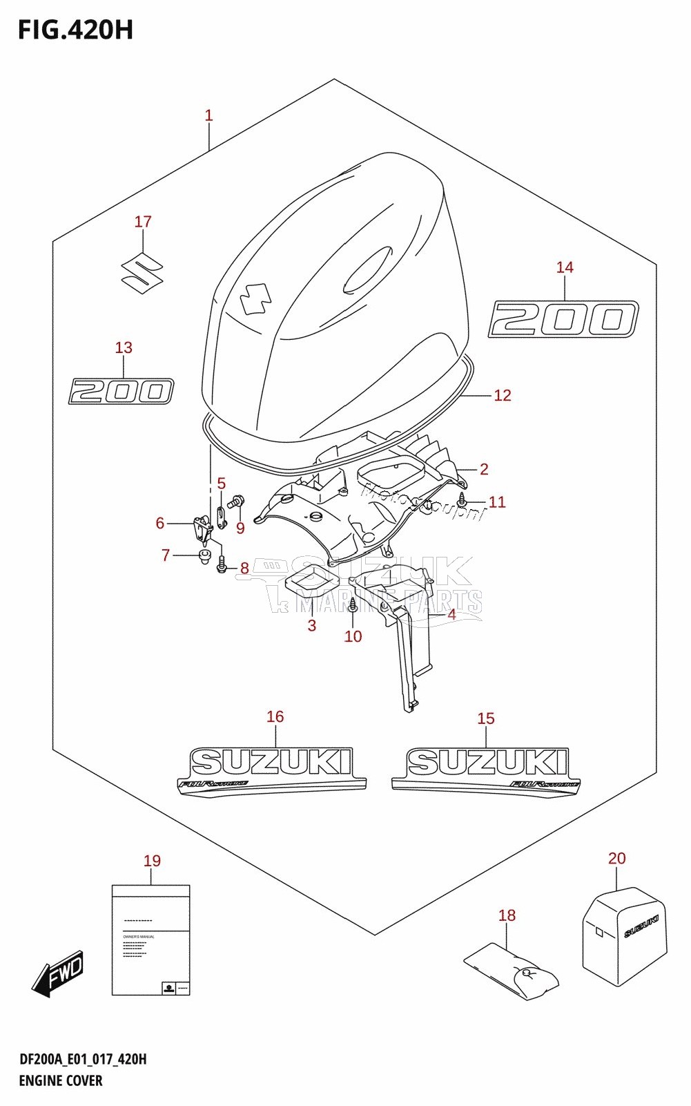 ENGINE COVER (DF200AZ:E40)