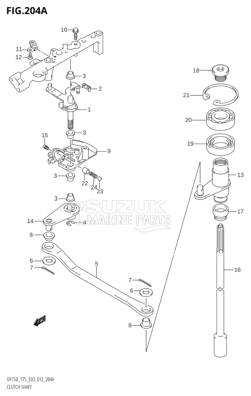 CLUTCH SHAFT (DF150T:E03)