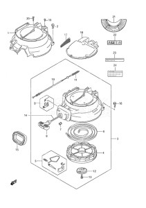 DF 25 V-Twin drawing Magneto Cover/Recoil Starter/Silencer