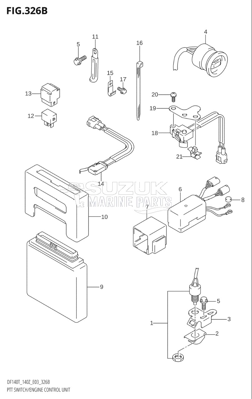 PTT SWITCH / ENGINE CONTROL UNIT (K4,K5,K6,K7,K8,K9,K10,011)