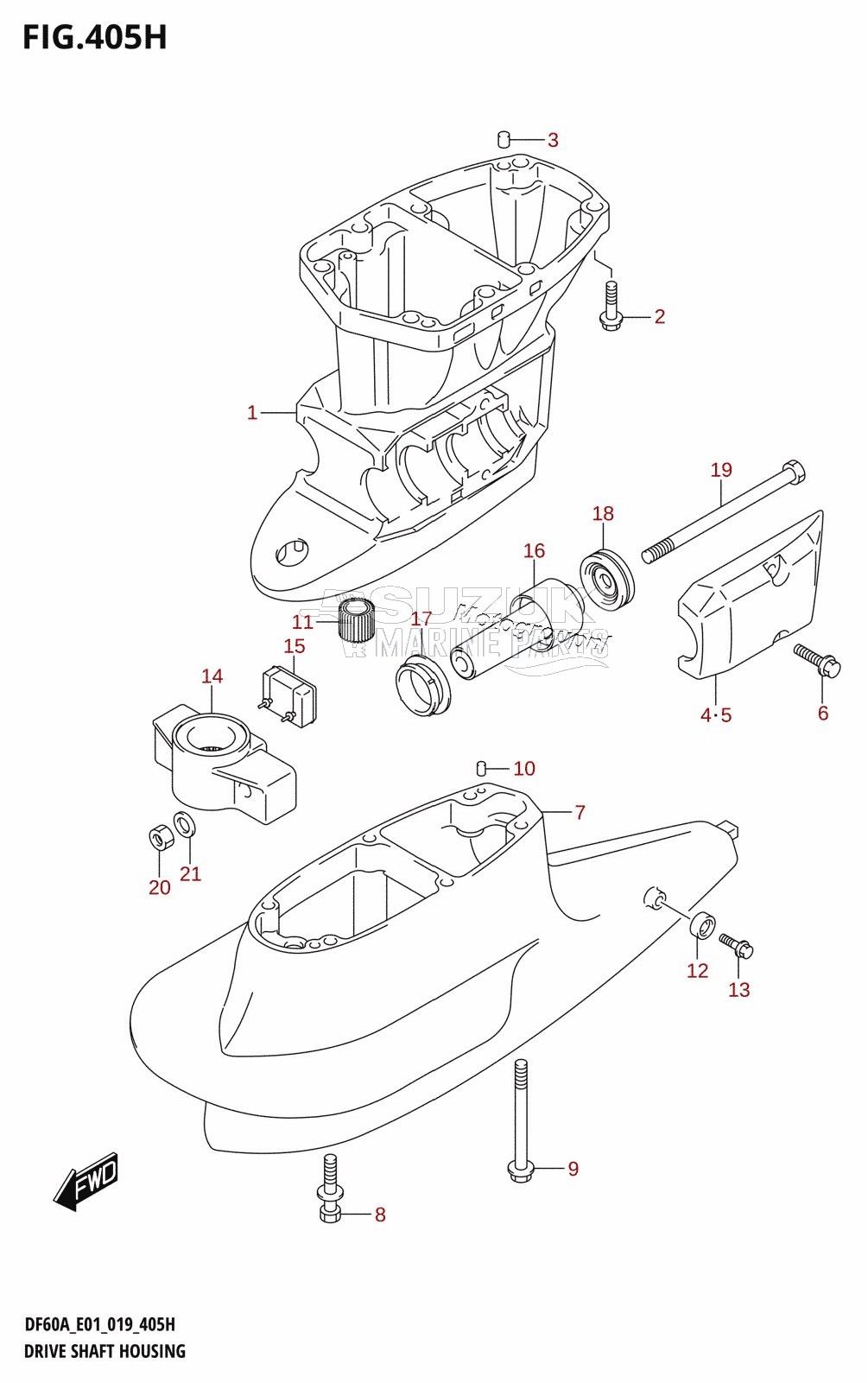 DRIVE SHAFT HOUSING (DF60AVT:E01,DF60AVT:E40)