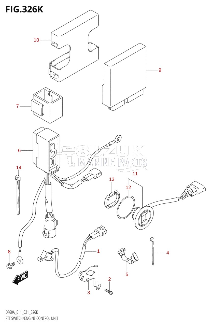 PTT SWITCH / ENGINE CONTROL UNIT (SEE NOTE)