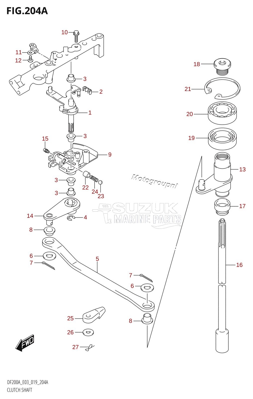 CLUTCH SHAFT (DF200AT,DF200AST,DF175AT,DF150AT)