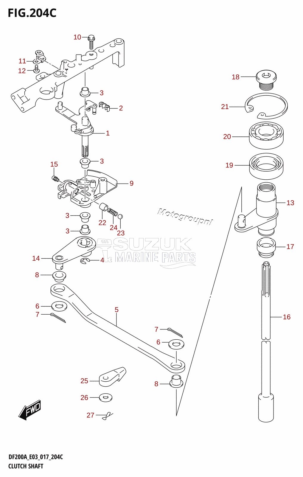 CLUTCH SHAFT (DF200AZ:E03)