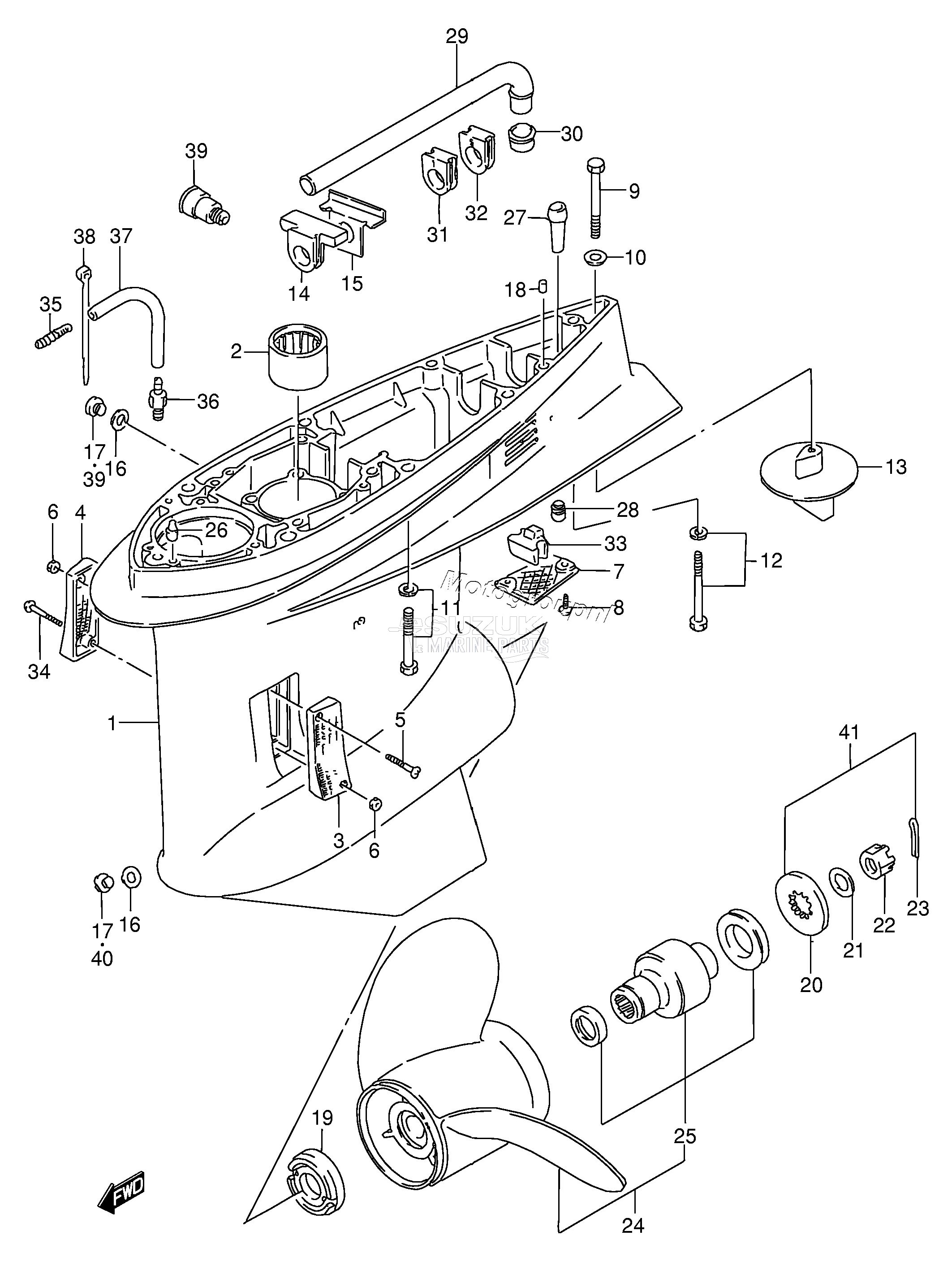 GEAR CASE (DT150G /​ 200G /​ 200GS,COUNTER ROTATION)