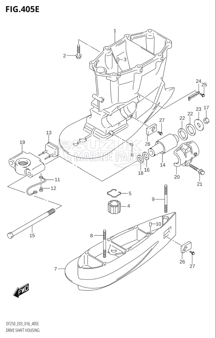 DRIVE SHAFT HOUSING (DF250T:E03:(X-TRANSOM,XX-TRANSOM))