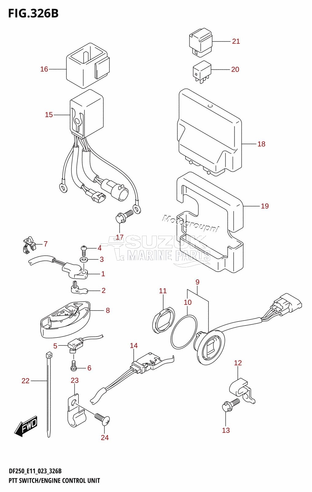 PTT SWITCH /​ ENGINE CONTROL UNIT (DF250ST)