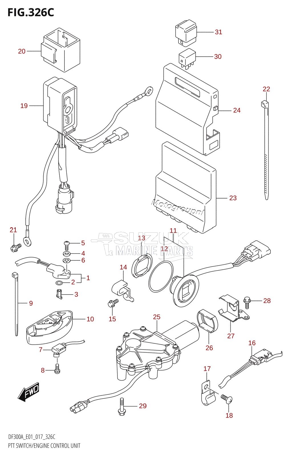 PTT SWITCH /​ ENGINE CONTROL UNIT (DF250A:E01)