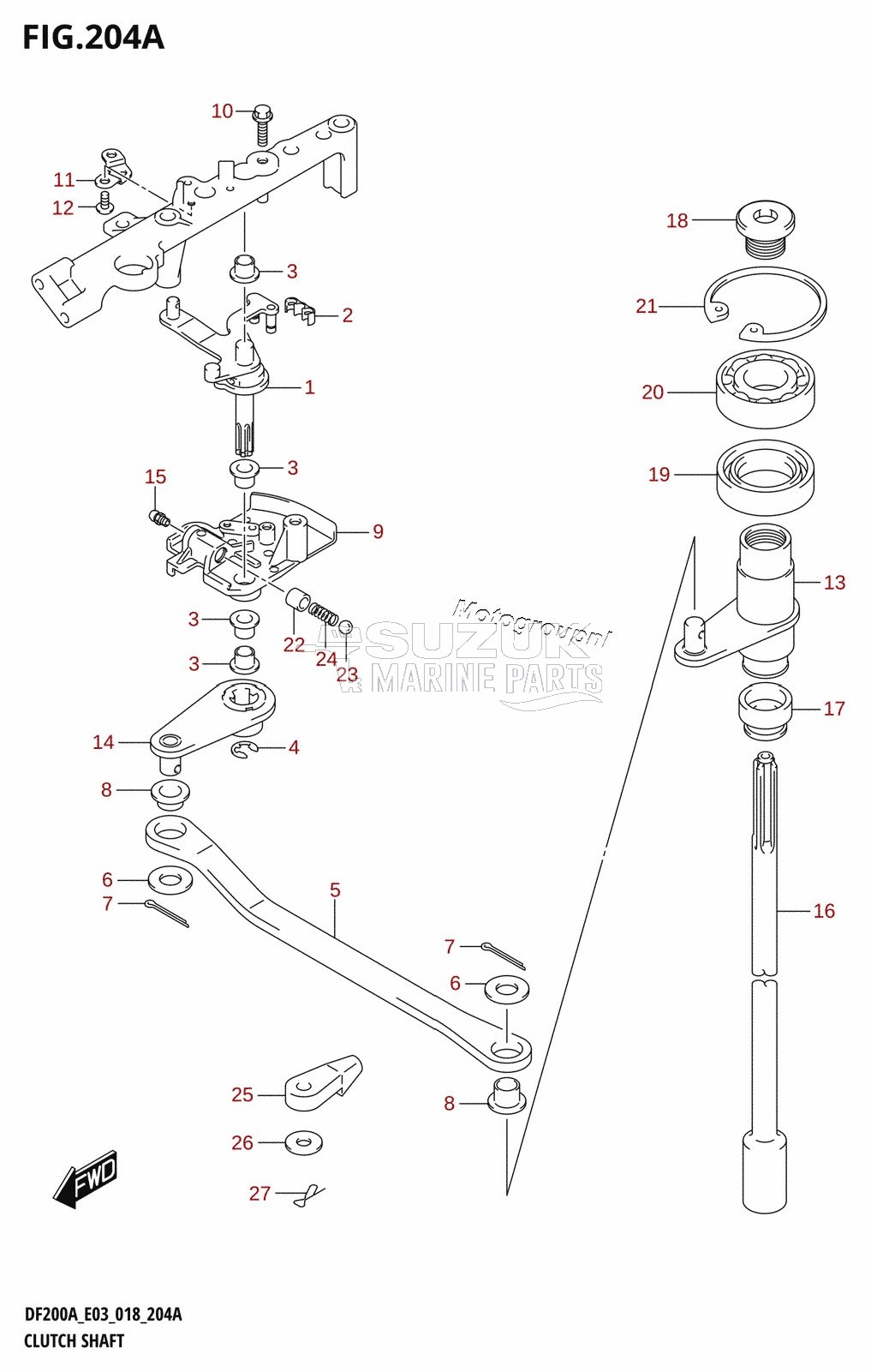 CLUTCH SHAFT (DF200AT,DF200AST)