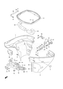 Outboard DF 25 V-Twin drawing Side Cover Gas Assist Tilt