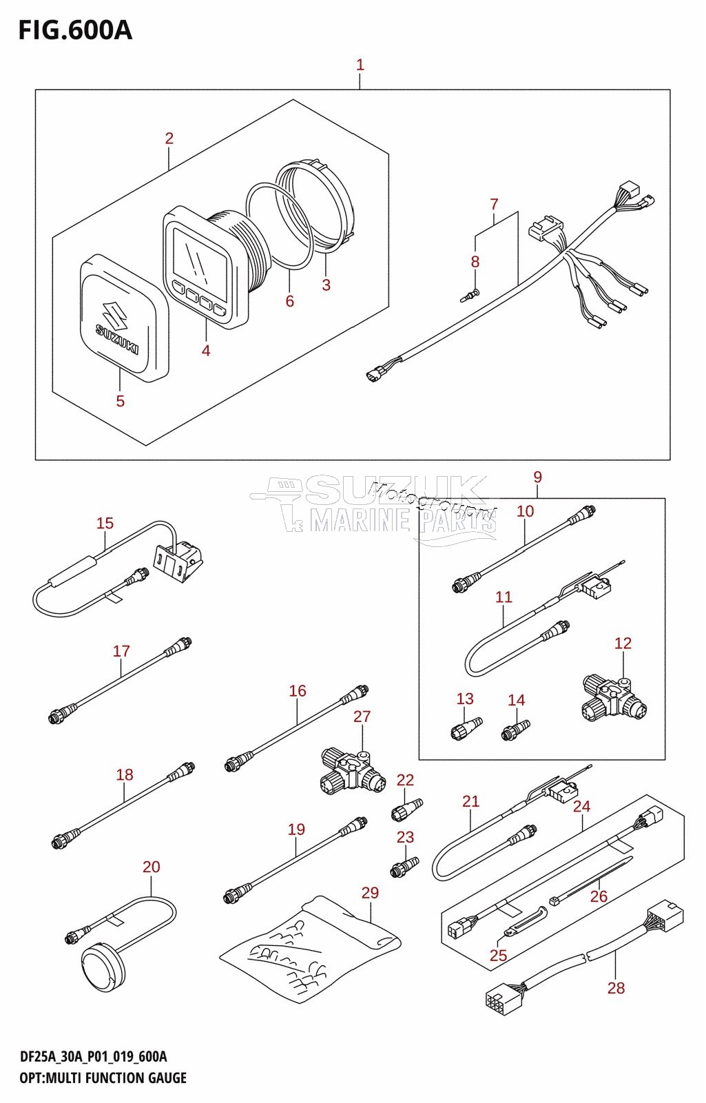 OPT:MULTI FUNCTION GAUGE (DF25AR,DF25AT,DF30AR,DF30AT)